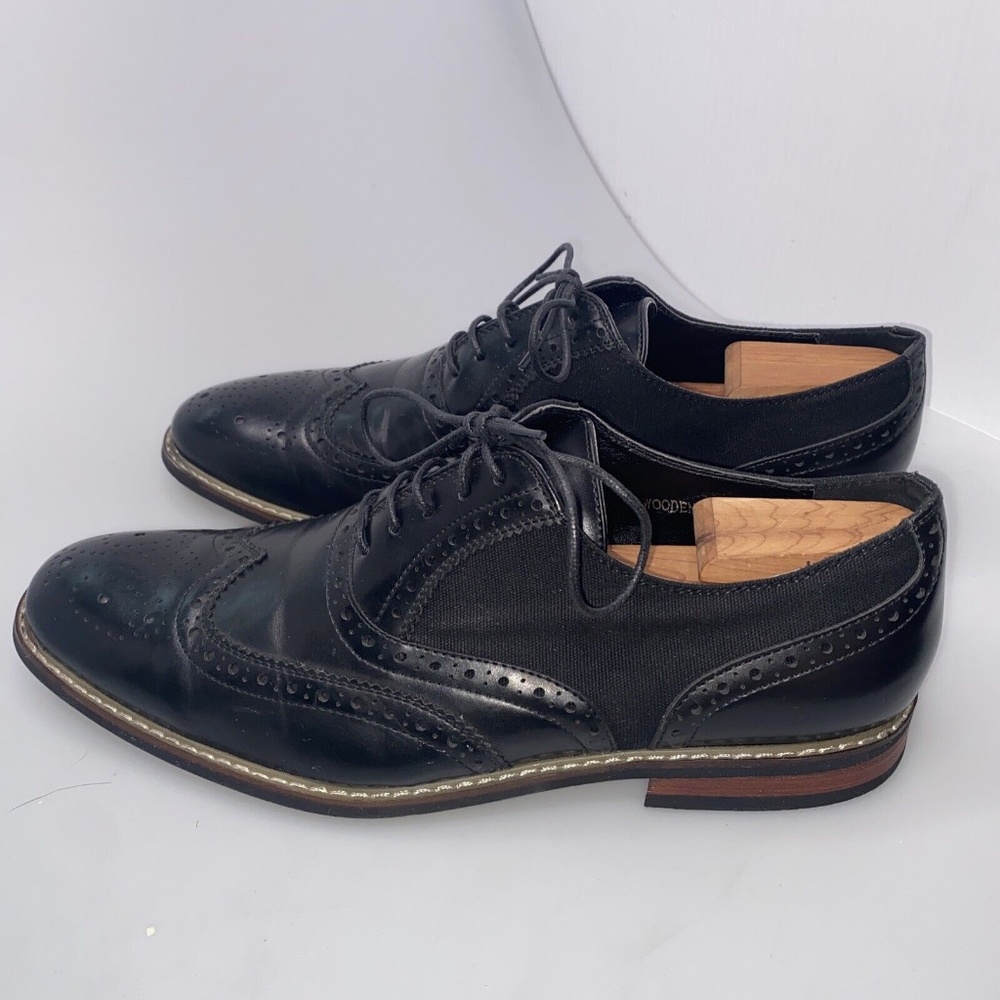 Parrazo Men's Size 11 Dress Shoes Black Wing Tip Block Hill Lace Fashion Oxford - Picture 5 of 16